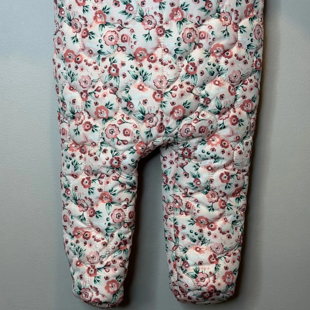NWT Nicole Miller New York Baby Girls Pink Floral Quilted Snowsuit 6/9M Months